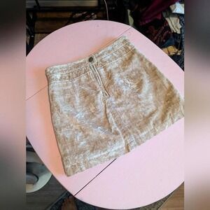 Free People Mini Skirt Beige Floral Print High Waist Cute
